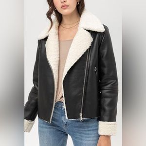 Sherpa shearling moto jacket